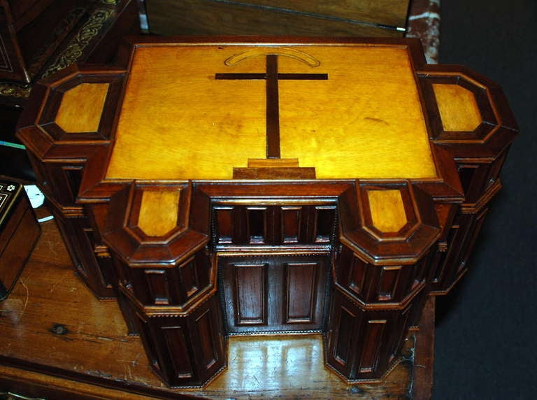 Antique EnglishMahogany and Satinwood  Tabernacle Box Circa 1890