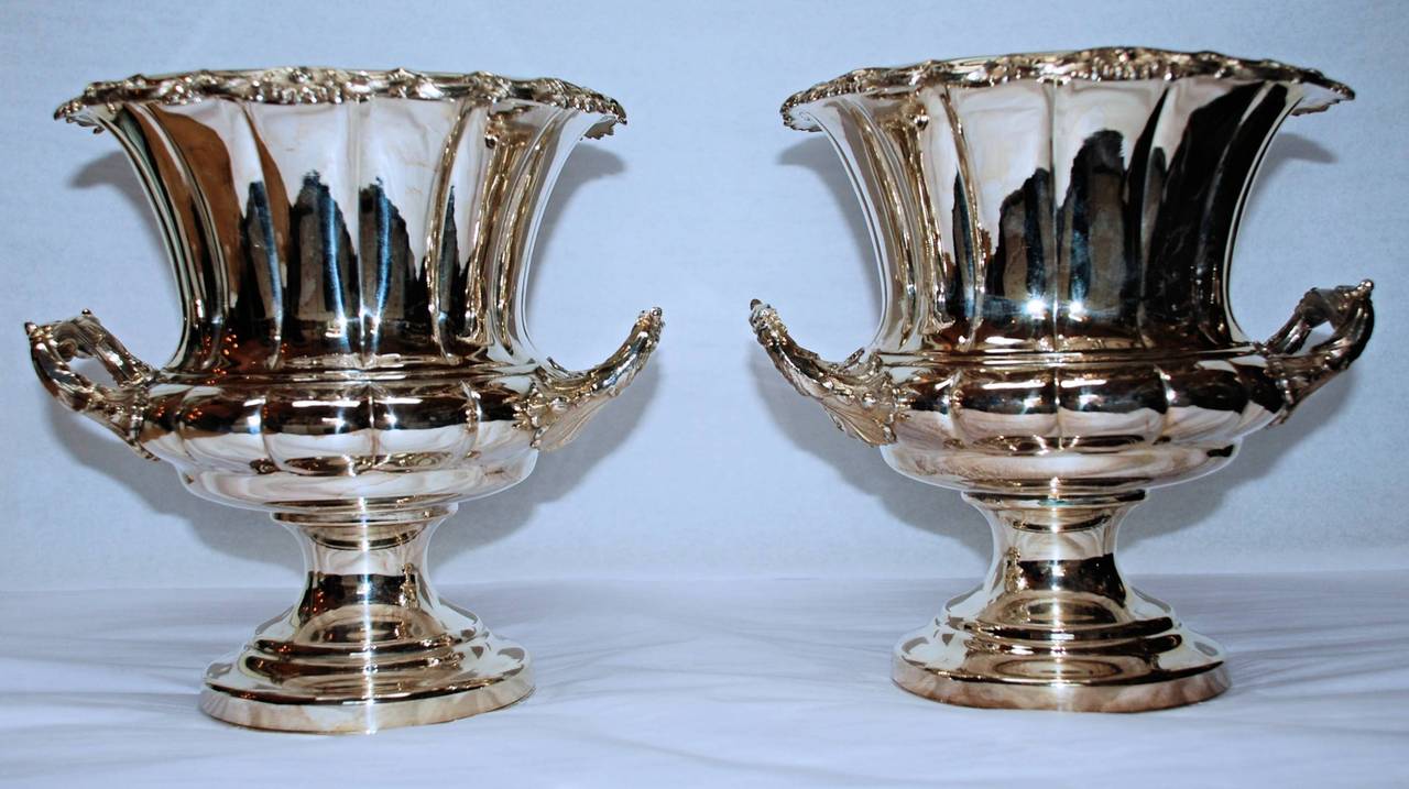 Pair of Antique English Sheffield Silver-plate Wine Coolers