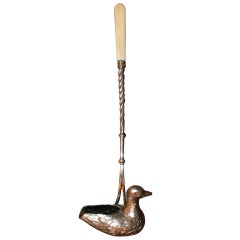 Antique Silver Duck Ladel with Ivory Handle