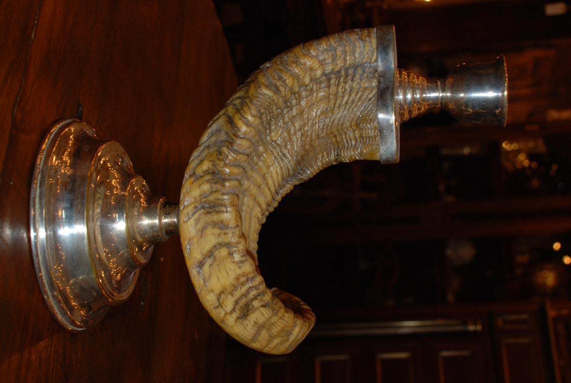 Antique English Trophy Mounts, Sheffield English Horn Candlesticks