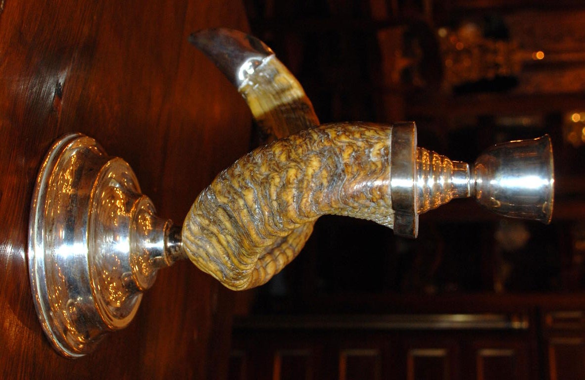 Pair of Silver plated Ram Horn Candlesticks In Good Condition In New Orleans, LA