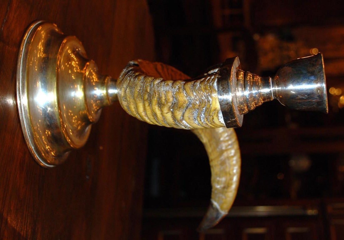 Pair of Silver plated Ram Horn Candlesticks 1