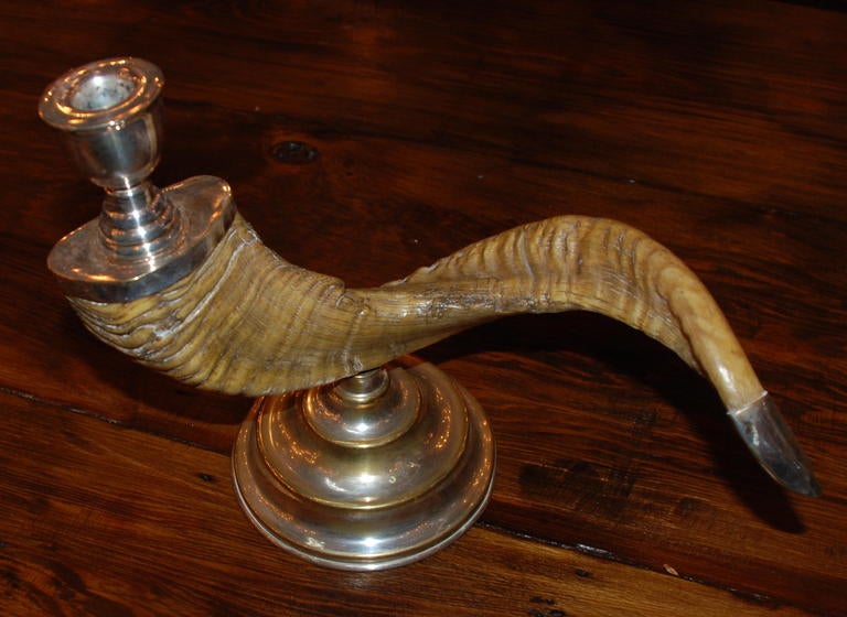Pair of Silver plated Ram Horn Candlesticks 2