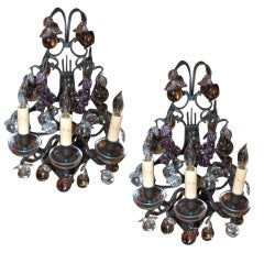Pair of Antique Baccarat Fruit Sconces