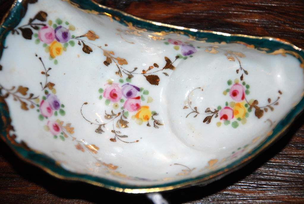 Antique Continental Porcelain oyster shooter, hand painted.