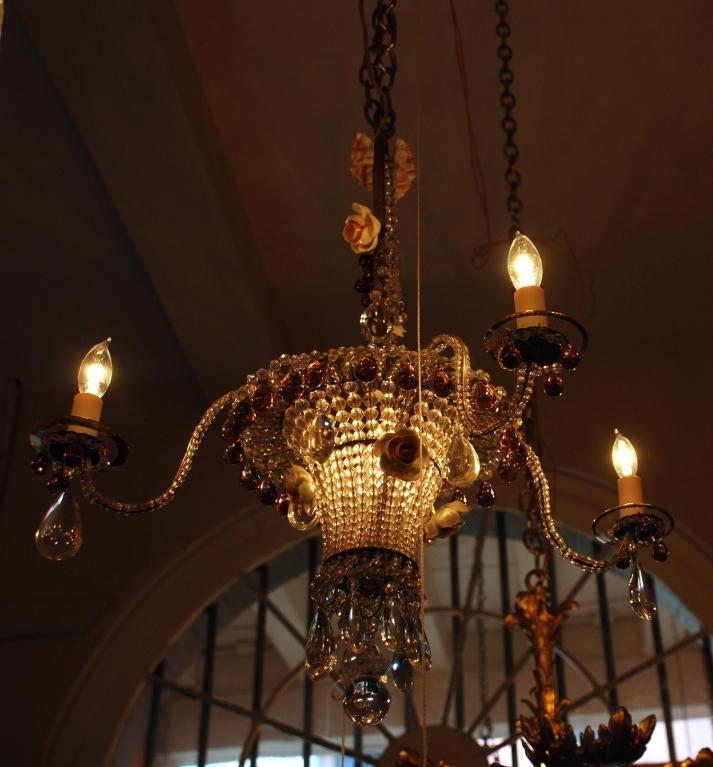 French Antique Beaded Chandelier