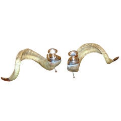 Pair of Antique Ram Horn Candle Holders