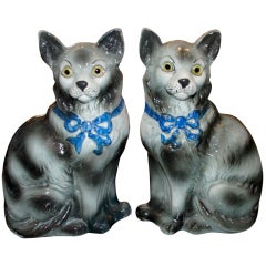 Pair of Antique Staffordshire Cats