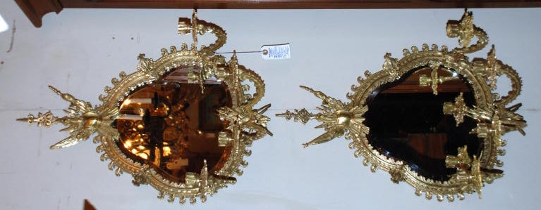 French Pair of Antique Mirrored Wall Sconces