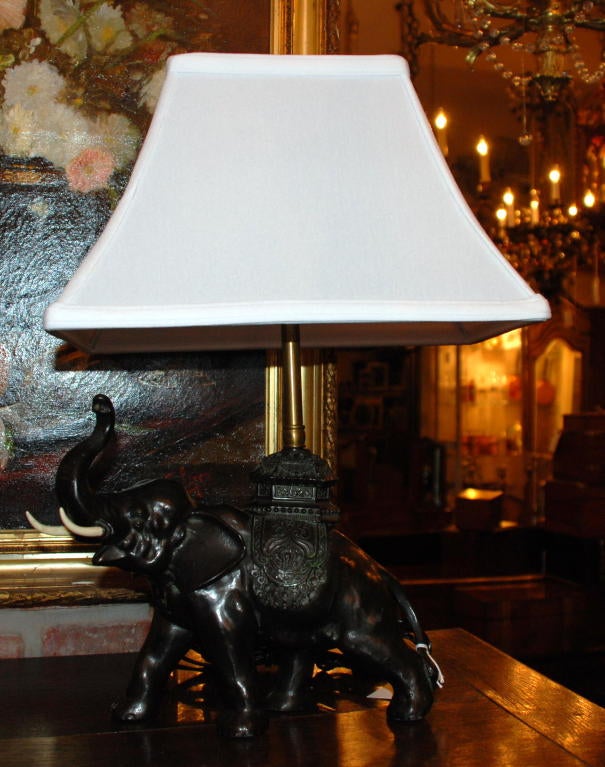 19th Century Antique Elephant Lamp