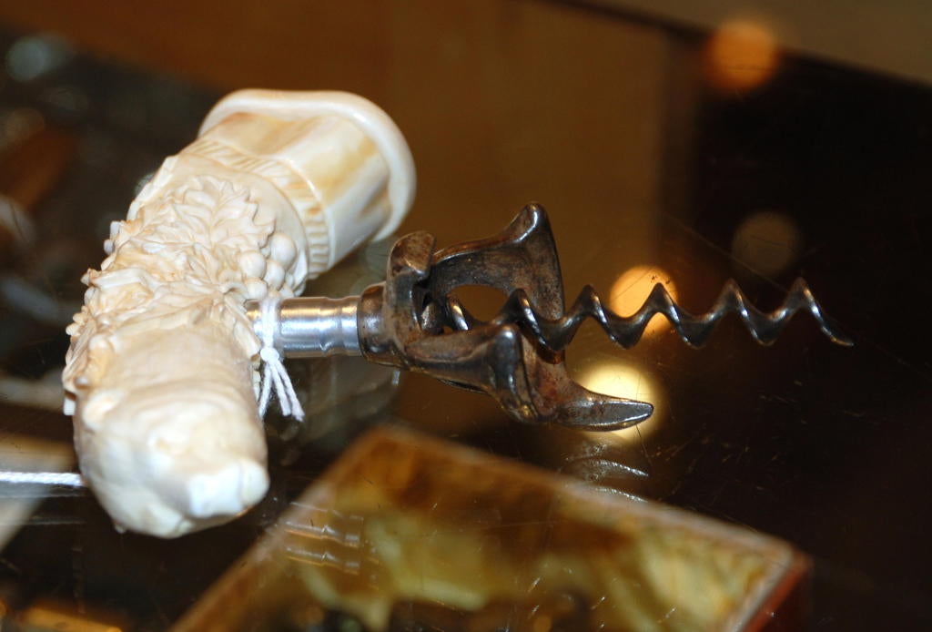 Antique Bear Design Ivory Corkscrew