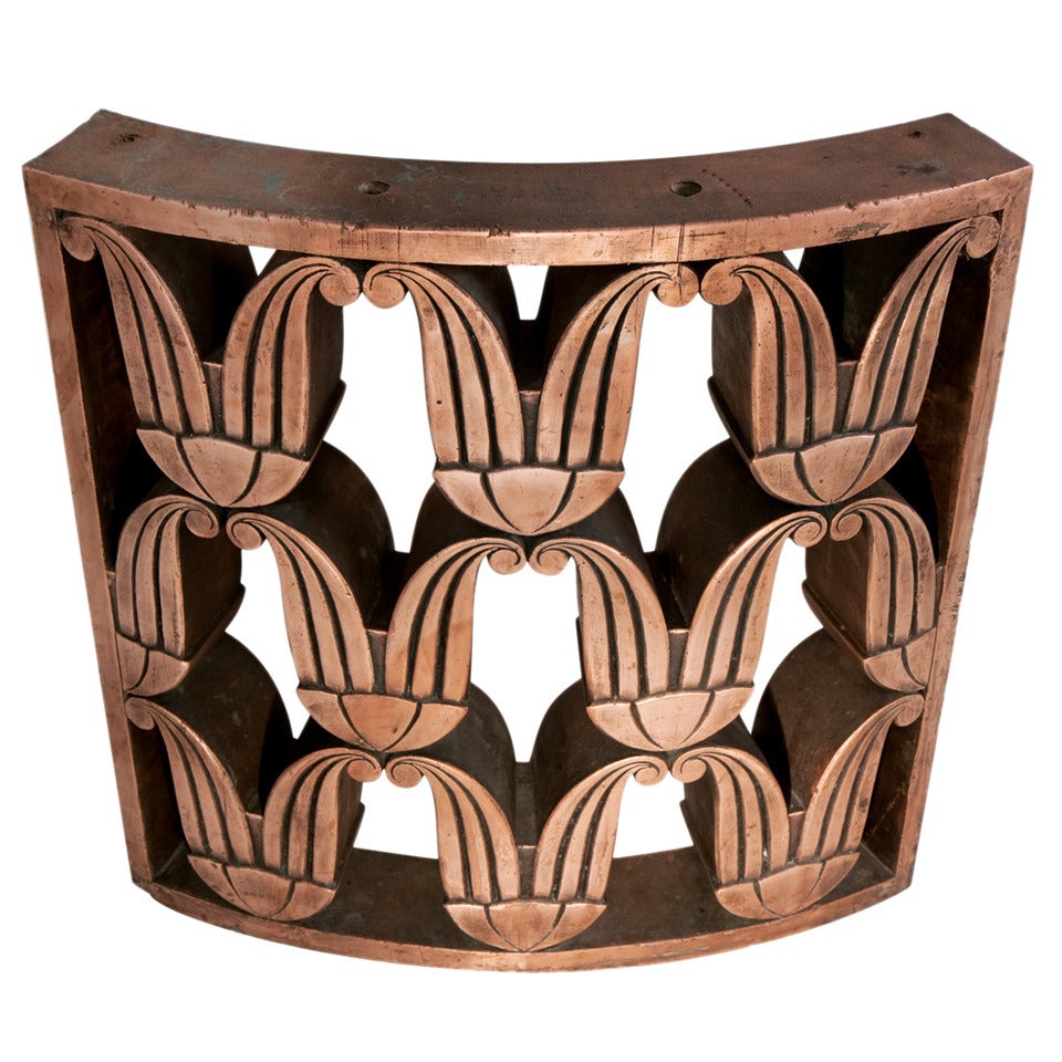 Art Deco Copper Railing [Curved Section] For Sale