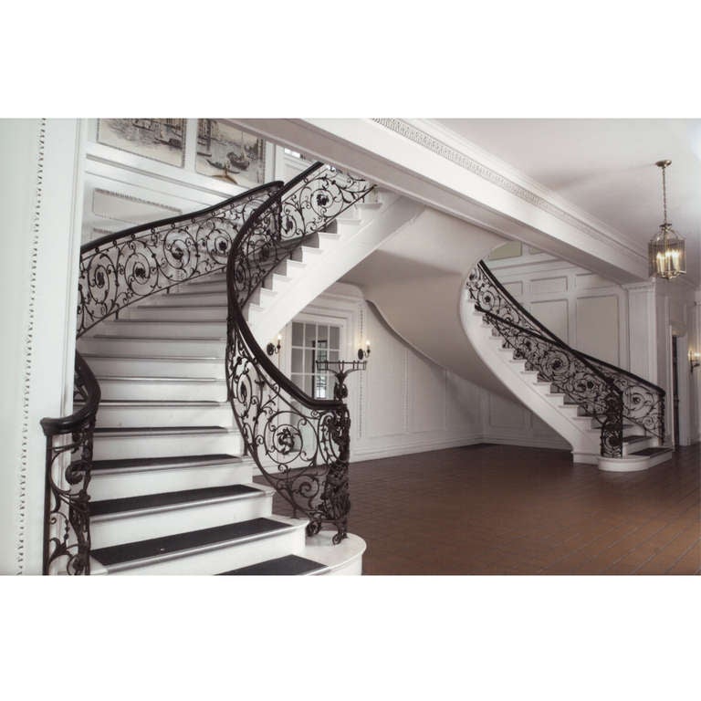 Wrought Iron Samuel Yellin Grand Staircase Railing For Sale