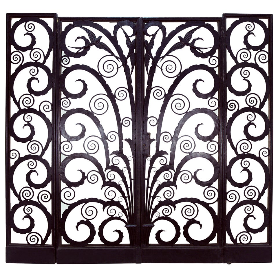 Art Deco Entrance Doors and Side Panels For Sale
