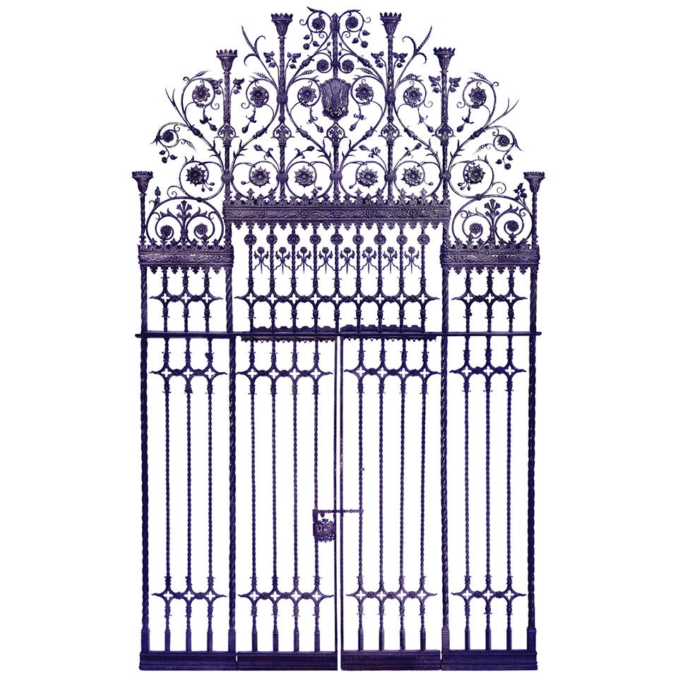 Wrought Iron Gothic Gate For Sale