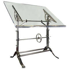 Antique Mechanical Industrital Drafting Table