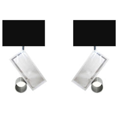 A Pair of Italian 1960
s Geometric Table Lamps