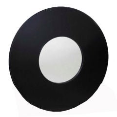 Vintage Round Mirror with Black Glass Surround