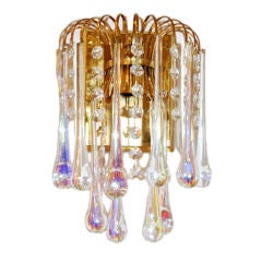 A Pair of Rainbow Glass and Brass Wall Lights