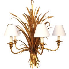 Gilt-metal 'Wheatsheaf' Chandelier with Five Arms