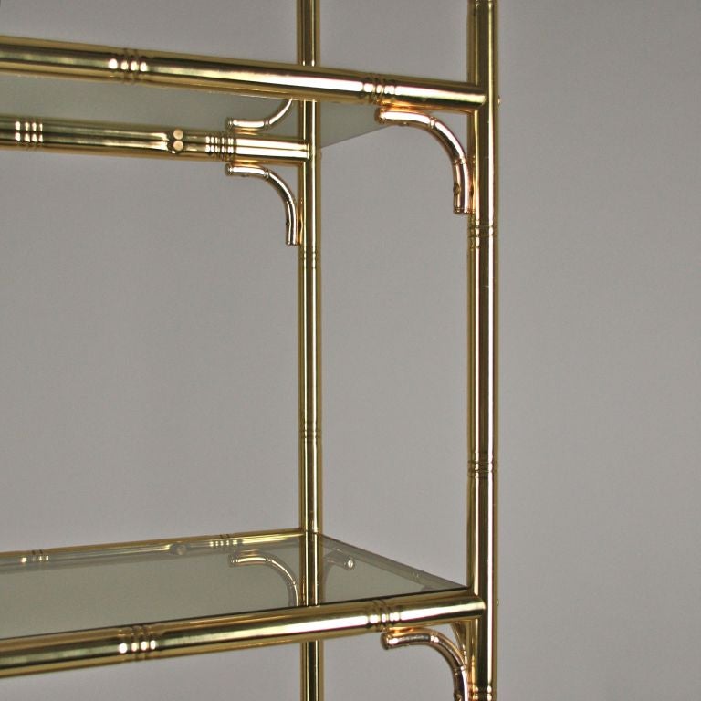 Vintage Brass 'Bamboo' Bookcase Display Shelving Unit