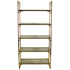 Vintage Brass 'Bamboo' Bookcase Display Shelving Unit