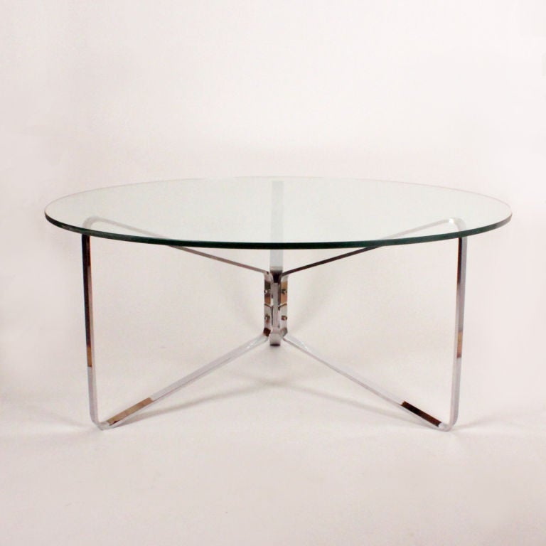Circular Coffee Table with Chrome 'Butterfly' Tripod Base