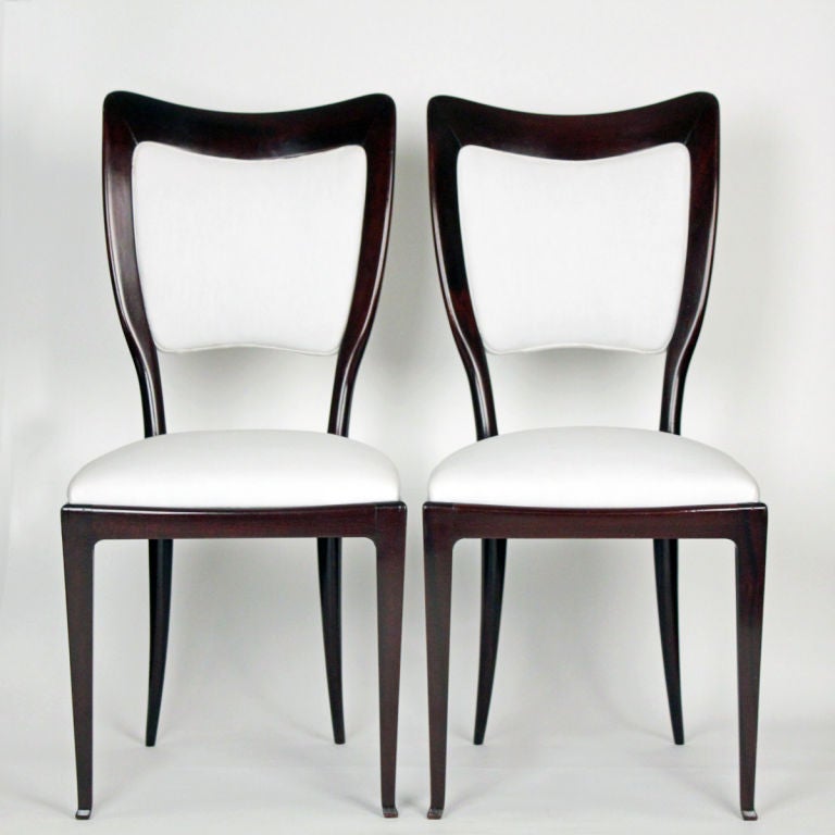 A Set of Four Italian 1950's Darkwood Chairs