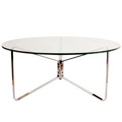 Circular Coffee Table with Chrome 'Butterfly' Tripod Base