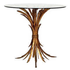 Gilt Metal 'Wheatsheaf' Side Table  Bronze-coloured Glass Top