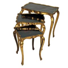 A Nest of Three Venetian Giltwood Side Tables