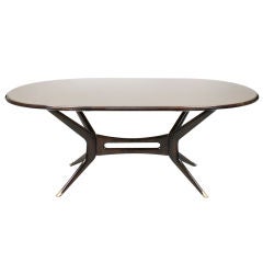 Italian 1960
s Oval Dining Table with Original Pearlescent Glass