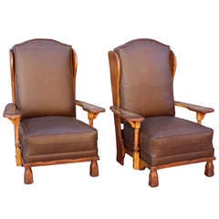 Pair of 1930s Monterey Period Large Armchairs