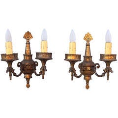 Stately Pair of 1920
s Double Sconces
