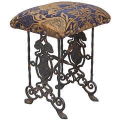 1920s Spanish Revival Small Stool With Griffin Motif