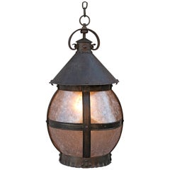 Antique Large-Scale Monterey Style Copper & Mica Lantern