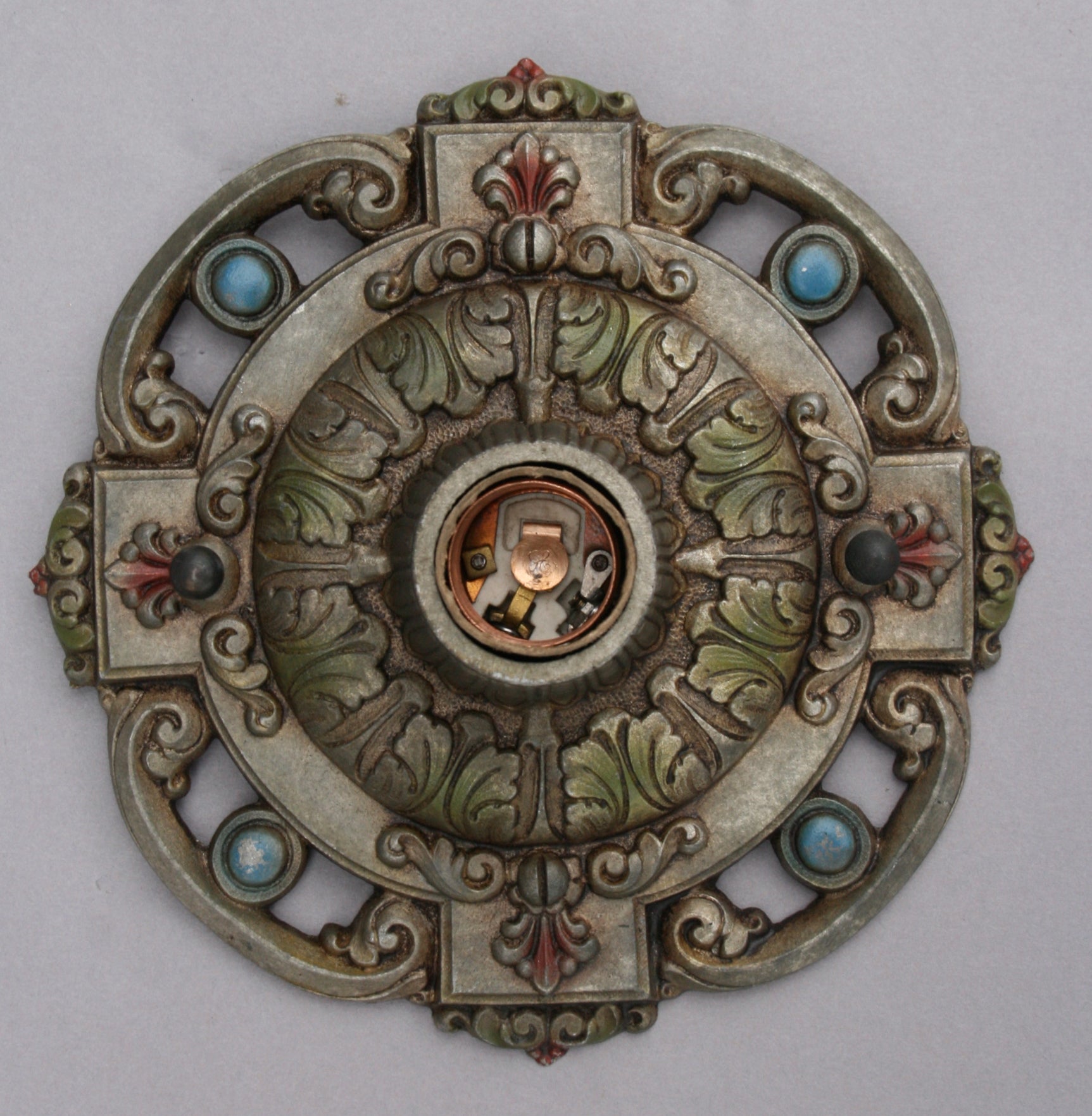 1920's Polychromed Flush-mount Ceiling Fixture