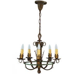 1920s Spanish Revival Chandelier with Acanthus