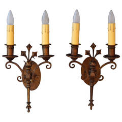 Pair of Outstanding Spanish Revival Sconces