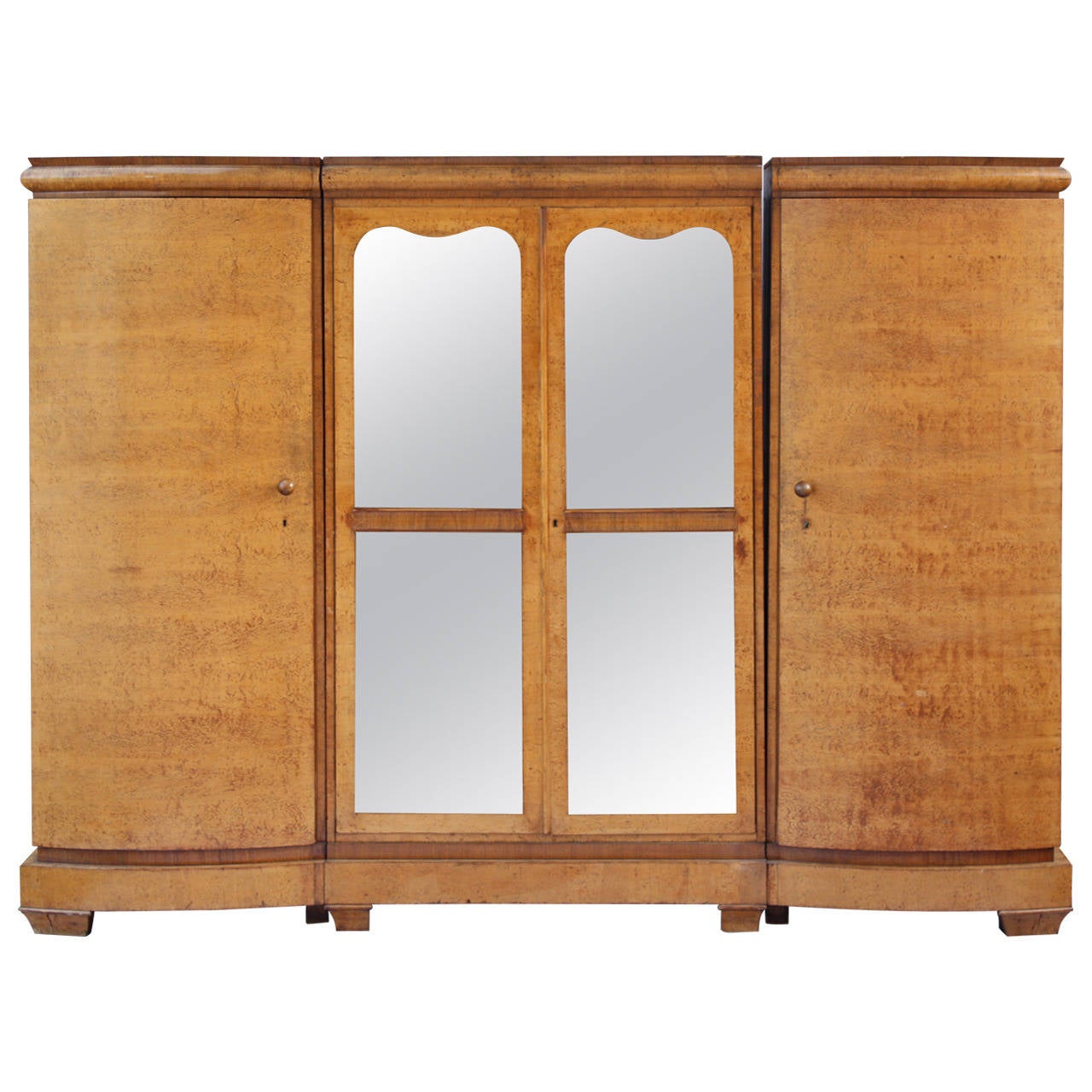 Versatile ThreePart Deco Burlwood Wardrobe, Store Display For Sale at