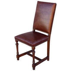 1920s Tall Leather Side Chair
