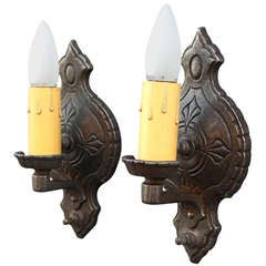 Pair of Simple 1920's Spanish Revival Sconces