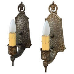 Pair of 1920's Single Sconces with Clover Motif