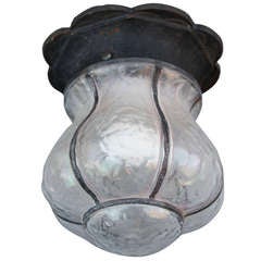 Antique 1920s Adorable Glass and Iron Ceiling Mount