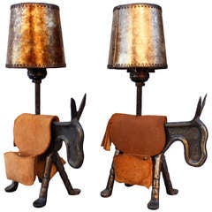 Pair Of 1930s Charming Donkey Table Lamps