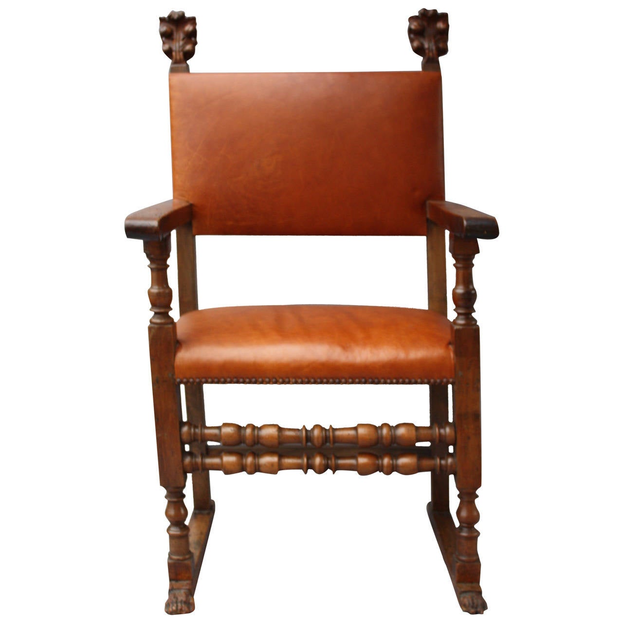 Early European Carved Walnut Armchair For Sale at 1stDibs