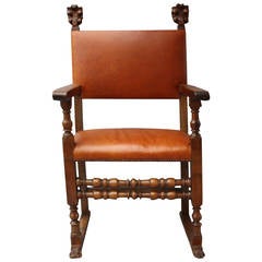 Early European Carved Walnut Armchair