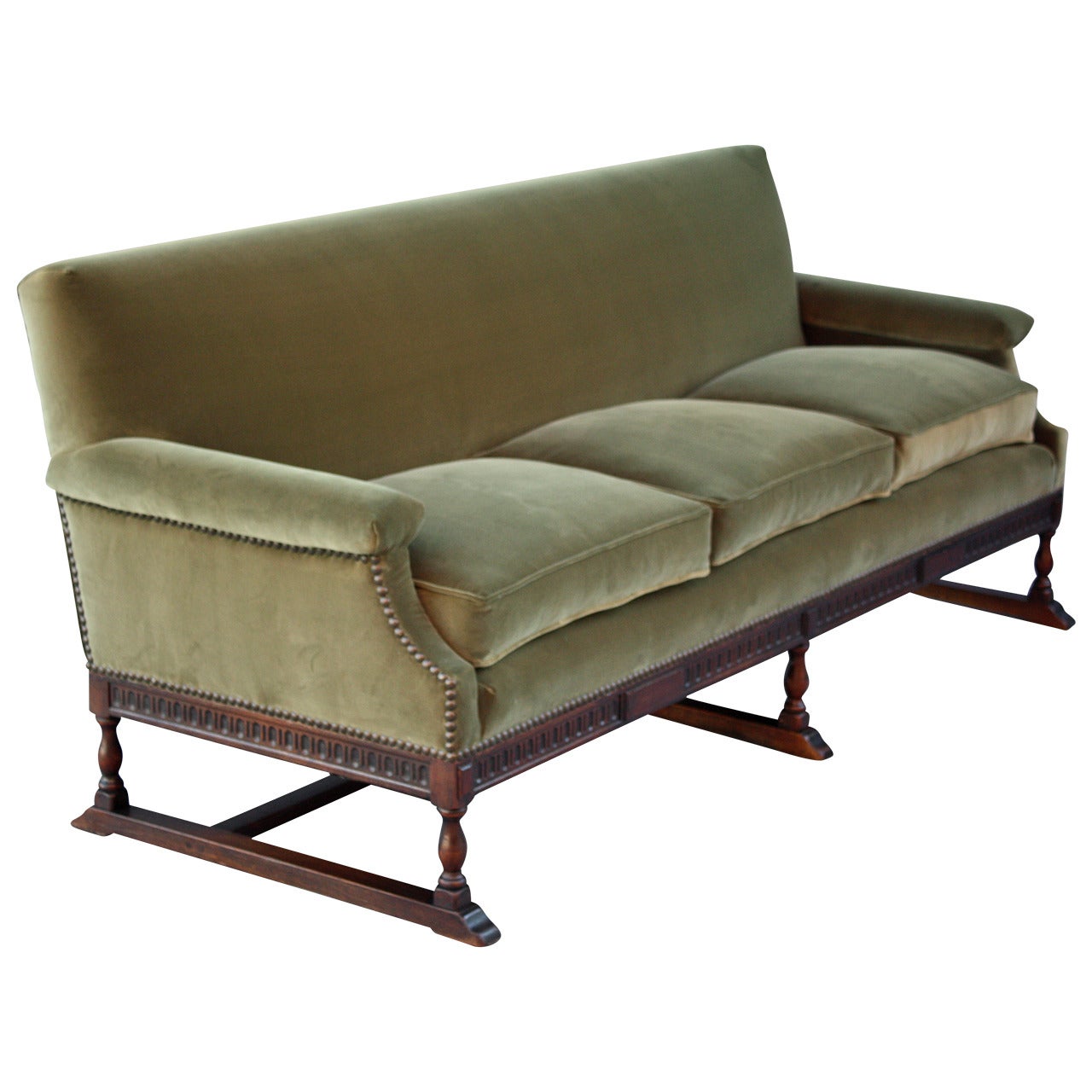 Spanish Revival Carved Walnut Sofa