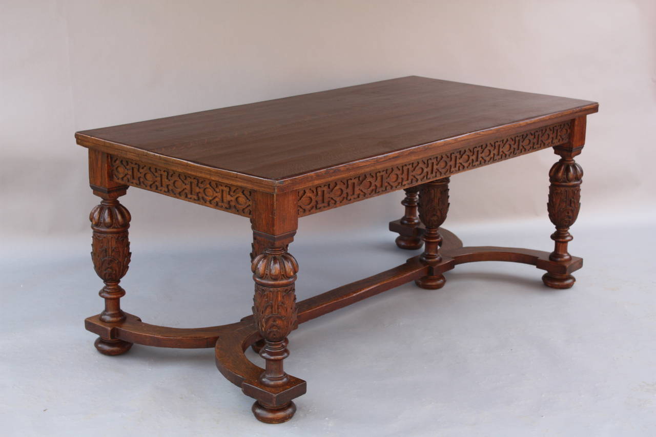 Antique 1920's Carved Oak Library Table at 1stDibs antique oak