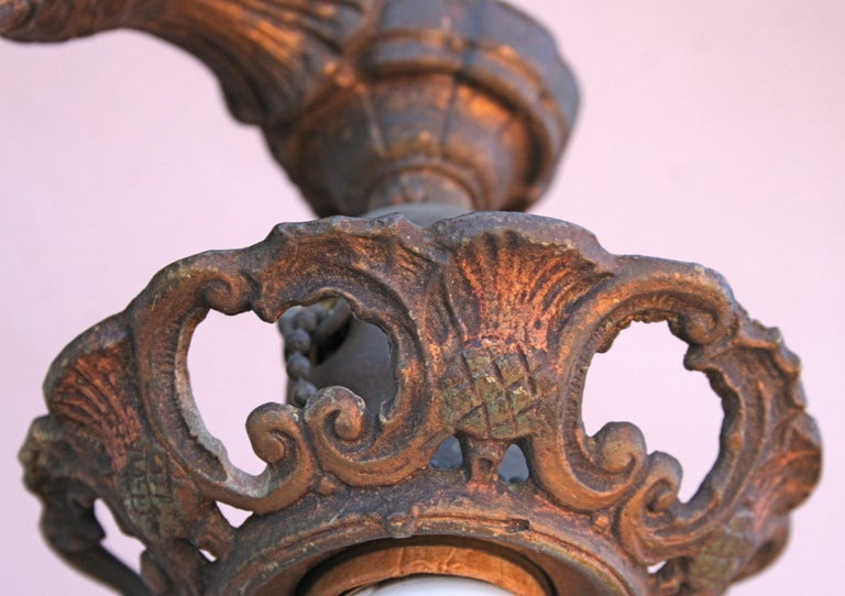 20th Century 1920's Two-light Fixture with Thistle Motif